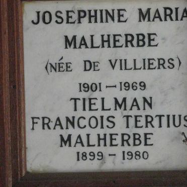 MALHERBE Tielman Francois Tertius 1899-1980 &amp; Josephine Maria DE VILLIERS 1901-1969