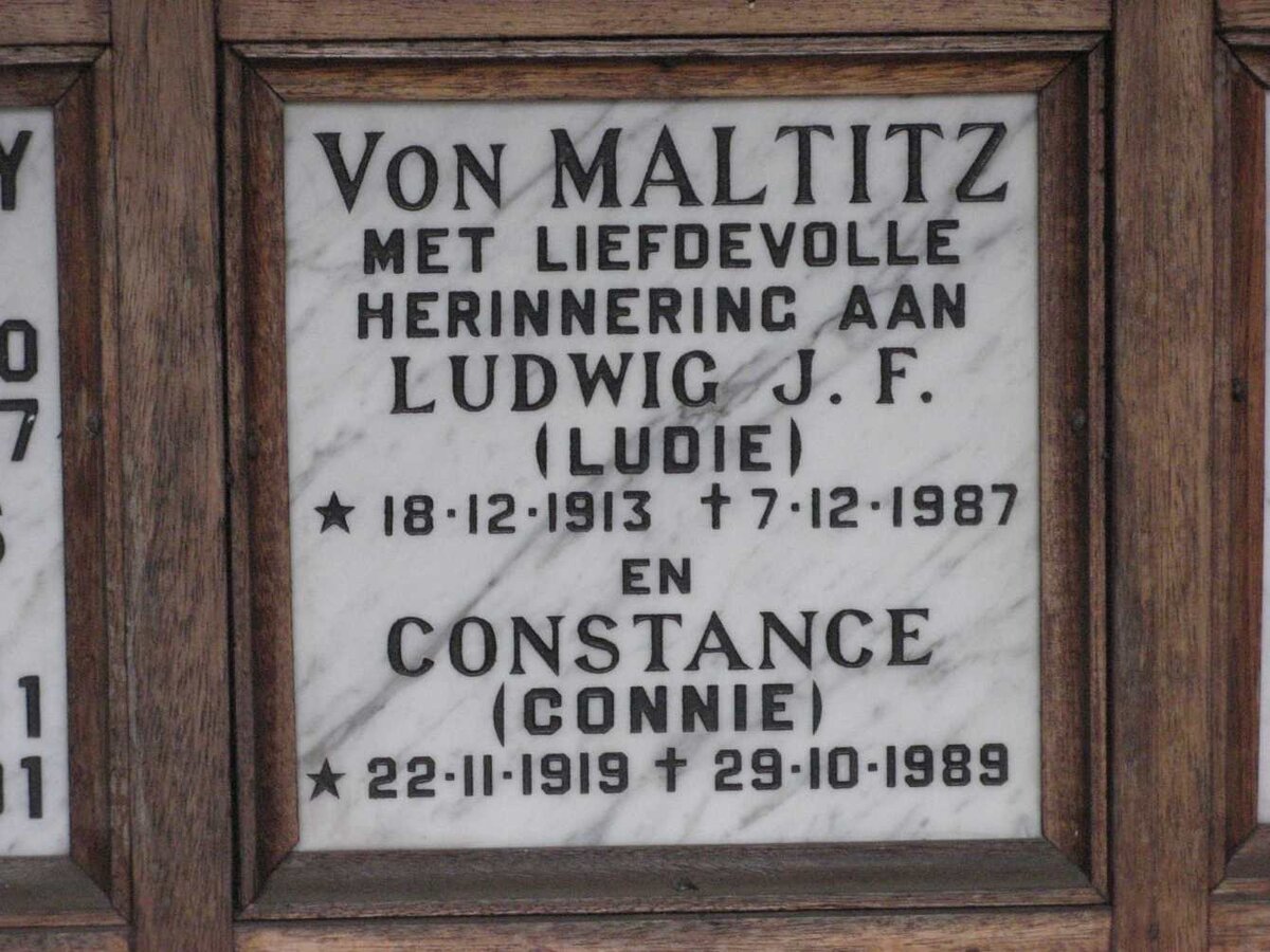 MALTITZ Ludwig J.F., von 1913-1987 &amp; Constance 1919-1989