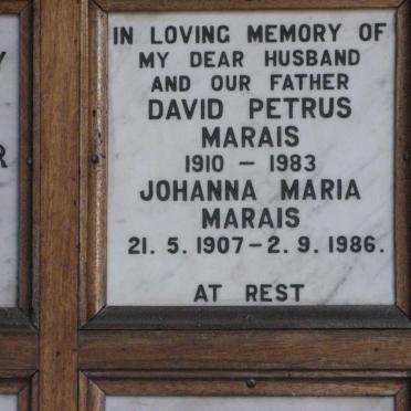 MARAIS David Petrus 1910-1983 &amp; Johanna Maria 1907-1986