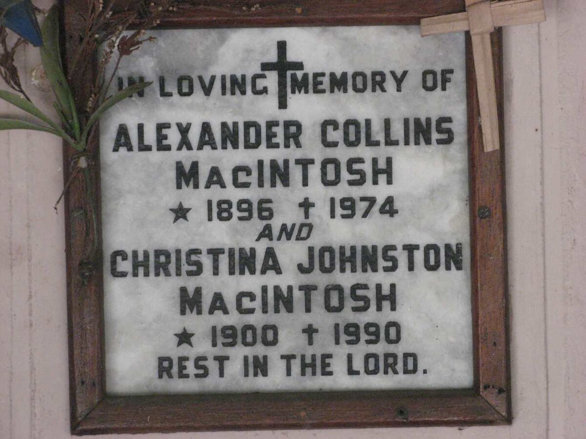 MacINTOSH Alexander Collins 1896-1974 &amp; Christina Johnston 1900-1990