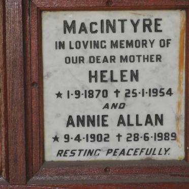 MacINTYRE Helen 1870-1954 :: ALLAN Annie 1902-1989