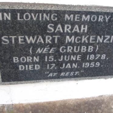 McKENZIE Sarah Stewart nee GRUBB 1878-1959