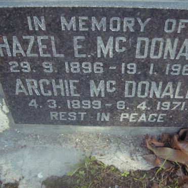 McDONALD Archie 1899-1971 &amp; Hazel E. 1896-1968