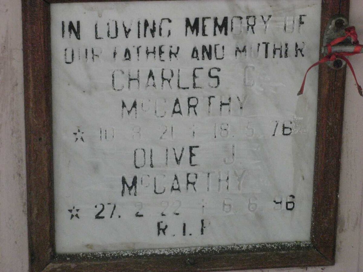McCARTHY Charles C. 1921-1976 &amp; Olive J. 1922-1996