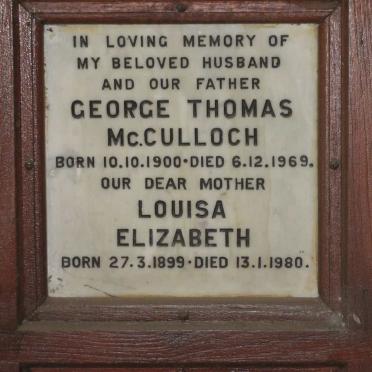 McCULLOCH George Thomas 1900-1969 &amp; Louisa Elizabeth 1899-1980