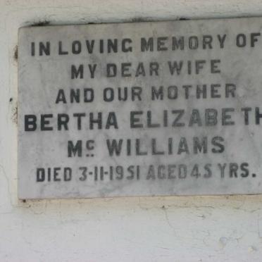 McWILLIAMS Bertha Elizabeth -1951