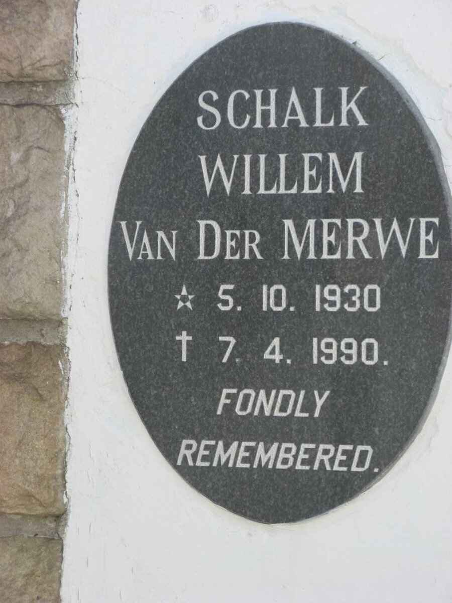 MERWE Schalk Willem, van der 1930-1990