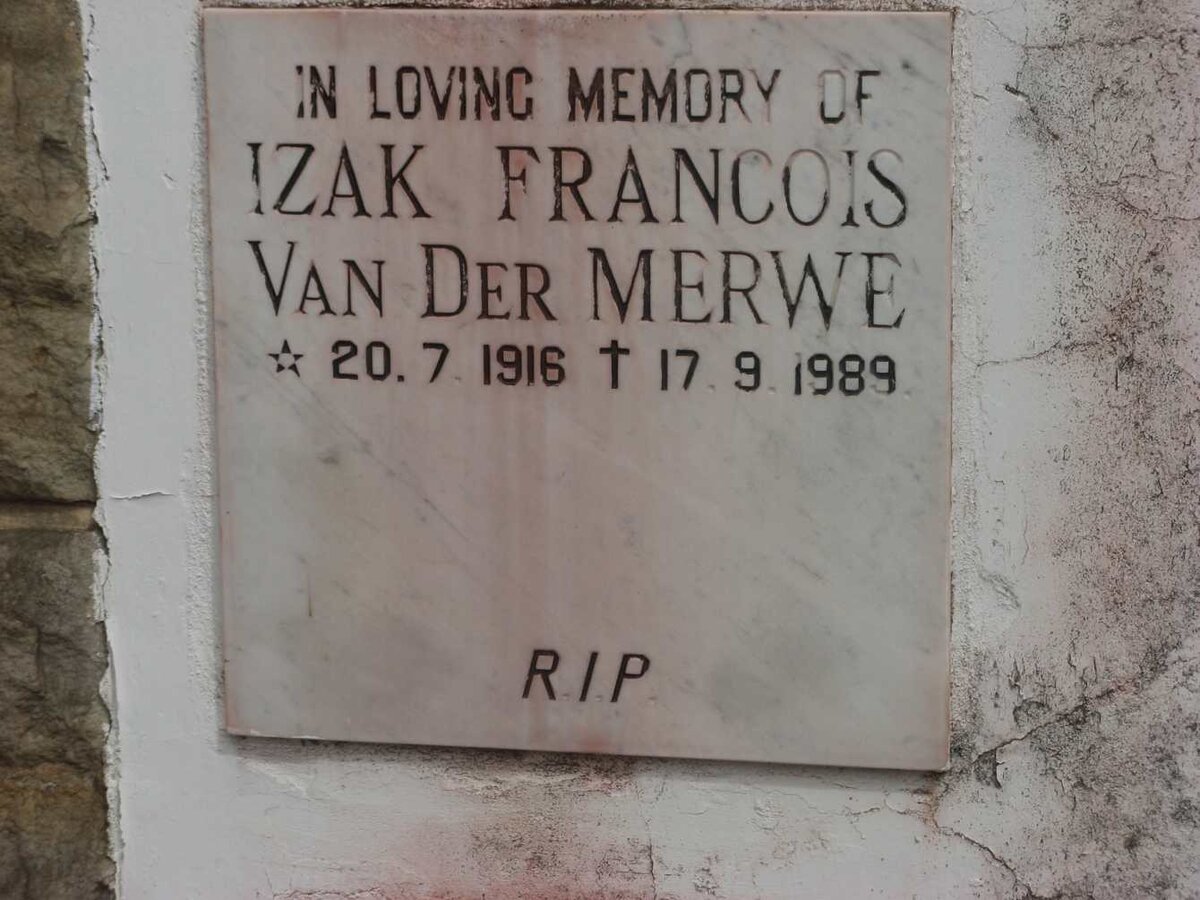 MERWE Izak Francois, van der 1916-1989