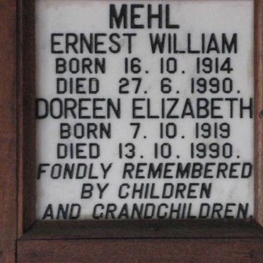 MEHL Ernest William 1914-1990 &amp; Doreen Elizabeth 1919-1990