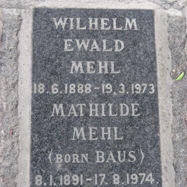 MEHL Wilhelm Ewald 1888-1973 &amp; Mathilde BAUS 1891-1974