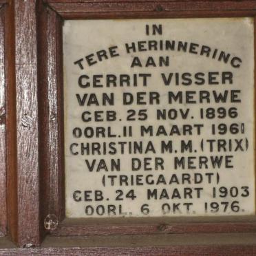 MERWE Gerrit Visser, van der 1896-1961 &amp; Christina M.M. TRIEGAARDT 1903-1976