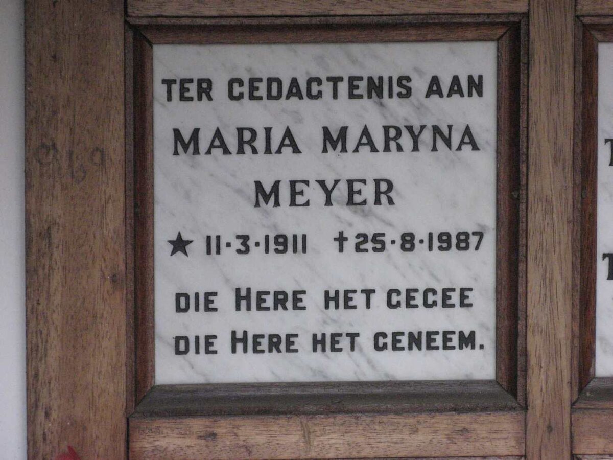 MEYER Maria Maryna 1911-1987
