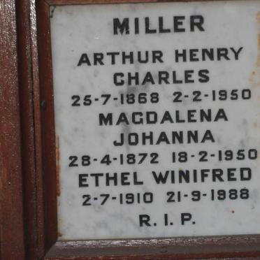 MILLER Arthur Henry Charles 1868-1950 &amp; Magdalena Johanna 1872-1950 :: MILLER Ethel Winifred 1910-1988