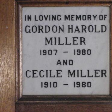 MILLER Gordon Harold 1907-1980 &amp; Cecile 1910-1980