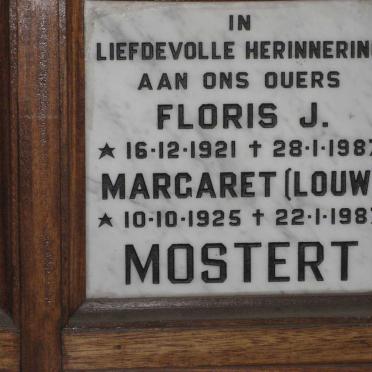 MOSTERT Floris J. 1921-1987 &amp; Margaret LOUW 1925-1987