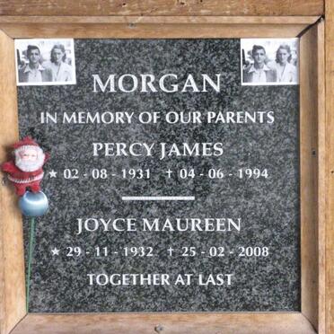 MORGAN Percy James 1931-1994 &amp; Joyce Maureen 1932-2008