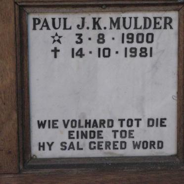 MULDER Paul J.K. 1900-1981
