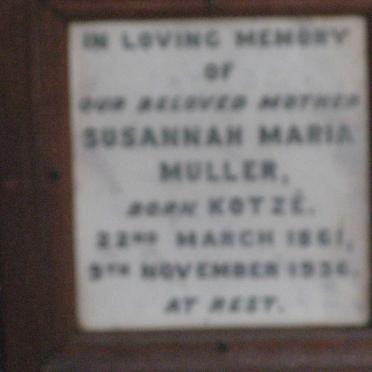 MULLER Susannah Maria nee KOTZE 18??-19??