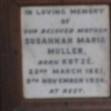 MULLER Susannah Maria nee KOTZE 18??-19??