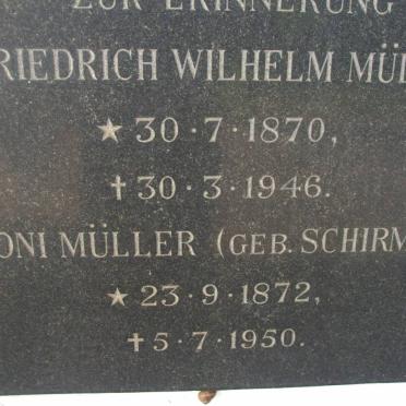 MULLER Friedrich Wilhelm 1870-1946 &amp; Toni SCHIRMER 1872-1950
