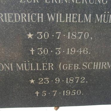 MULLER Friedrich Wilhelm 1870-1946 &amp; Toni SCHIRMER 1872-1950