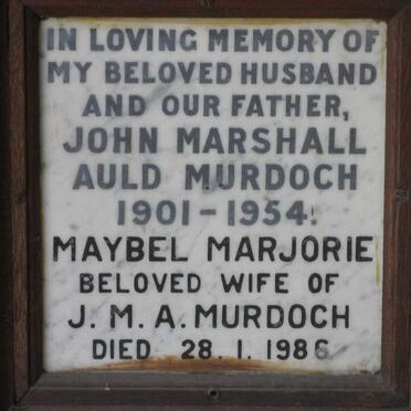 MURDOCH John Marshall Auld 1901-1954 &amp; Maybel Marjorie -1986