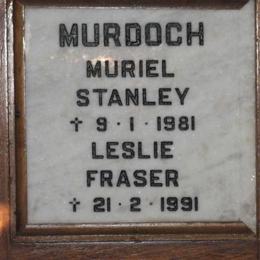 MURDOCH Leslie Fraser -1991 &amp; Muriel Stanley -1981