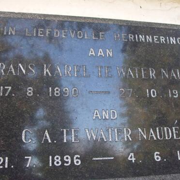 NAUDE Frans Karel te Water 1890-1963 &amp; C.A. 1896-1974