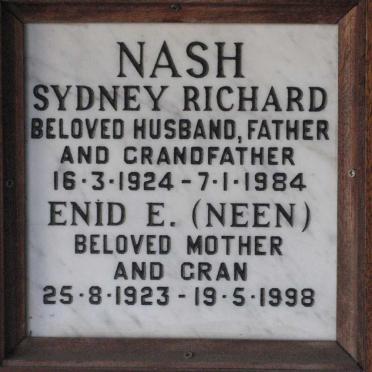 NASH Sydney Richard 1924-1984 &amp; Enid E. 1923-1998
