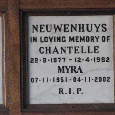 NEUWENHUYS Myra 1951-2002 :: NEUWENHUYS Chantelle 1977-1982
