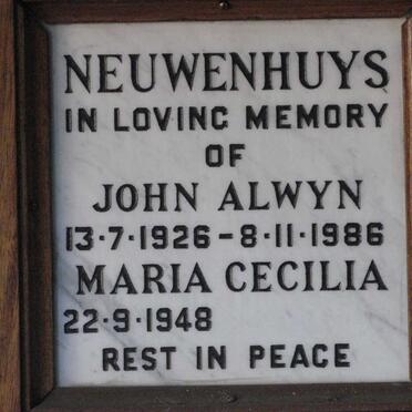 NEUWENHUYS John Alwyn 1926-1986 :: NEUWENHUYS Maria Cecilia 1948-