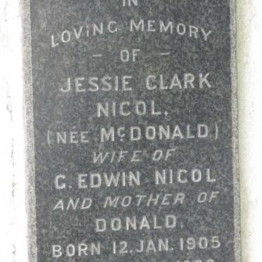 NICOL Jessie Clark nee McDONALD 1905-1960