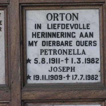 ORTON Joseph 1909-1982 &amp; Petronella 1911-1982
