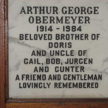 OBERMEYER Arthur George  1914-1984