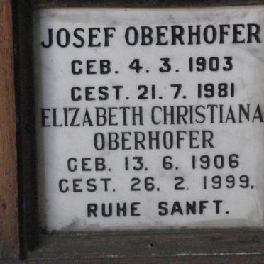 OBERHOFER Josef 1903-1981 &amp; Elizabeth Christiana 1906-1999
