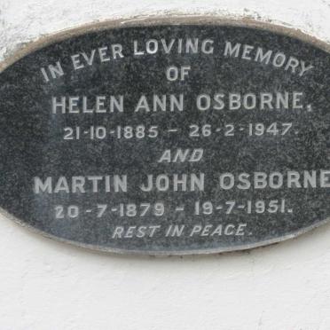 OSBORNE Martin John 1879-1951 &amp; Helen Ann 1885-1947
