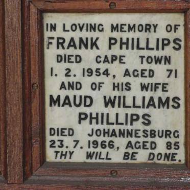 PHILLIPS Frank -1954 &amp; Maud Williams -1966