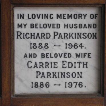 PARKINSON Richard 1888-1964 &amp; Carrie Edith 1886-1976