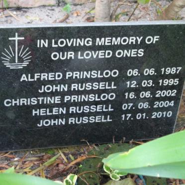 PRINSLOO Alfred -1987 :: RUSSELL John -1995 :: PRINSLOO Christine -2002 :: RUSSELL Helen -2004 :: RUSSELL John -2010