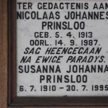 PRINSLOO Nicolaas Johannes 1913-1987 &amp; Susanna Johanna 1910-1995