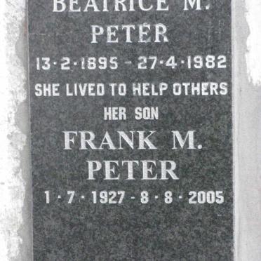 PETER Beatrice M. 1895-1982 :: PETER Frank M. 1927-2005