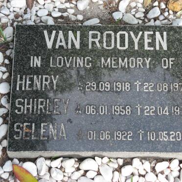 ROOYEN Henry, van 1918-1974 &amp; Selena 1922-2004 :: VAN ROOYEN Shirley 1958-1977
