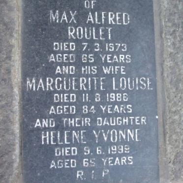 ROULET Max Alfred -1973 &amp; Marguerite Louise -1986 :: ROULET Helene Yvonne -1999