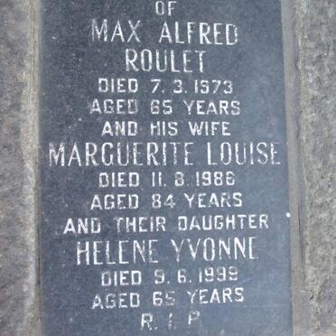 ROULET Max Alfred -1973 &amp; Marguerite Louise -1986 :: ROULET Helene Yvonne -1999