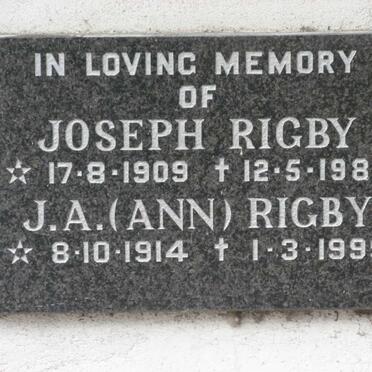 RIGBY Joseph 1909-1985 &amp; J.A. 1914-1999
