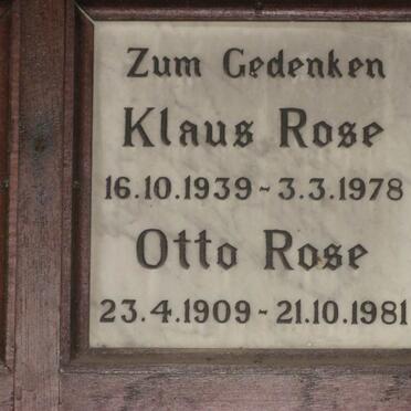 ROSE Otto 1909-1981 :: ROSE Klaus 1939-1978