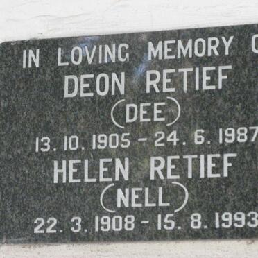 RETIEF Deon 1905-1987 &amp; Helen 1908-1993