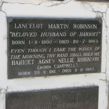 ROBINSON Lancelot Martin 1900-1963 &amp; Harriet Agnes Nellie CAMPBELL 1911-1983