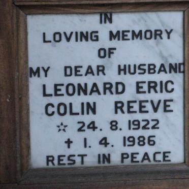 REEVE Leonard Eric Colin 1922-1986
