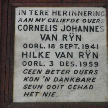 RYN Cornelis Johannes, van -1941 &amp; Hilke -1959